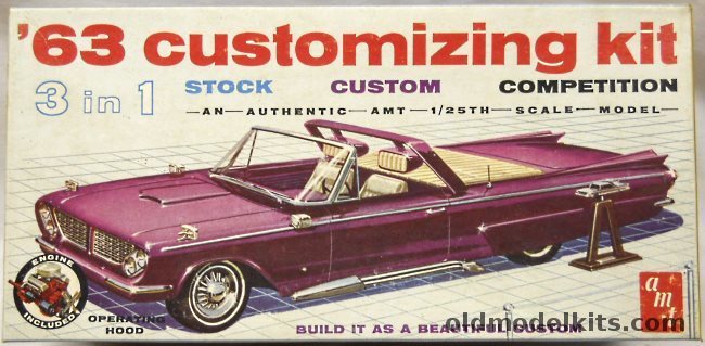AMT 1/25 1963 Pontiac Bonneville Convertible 3 in 1 Customizing Kit - Stock / Custom / Competition, 06-613-149 plastic model kit